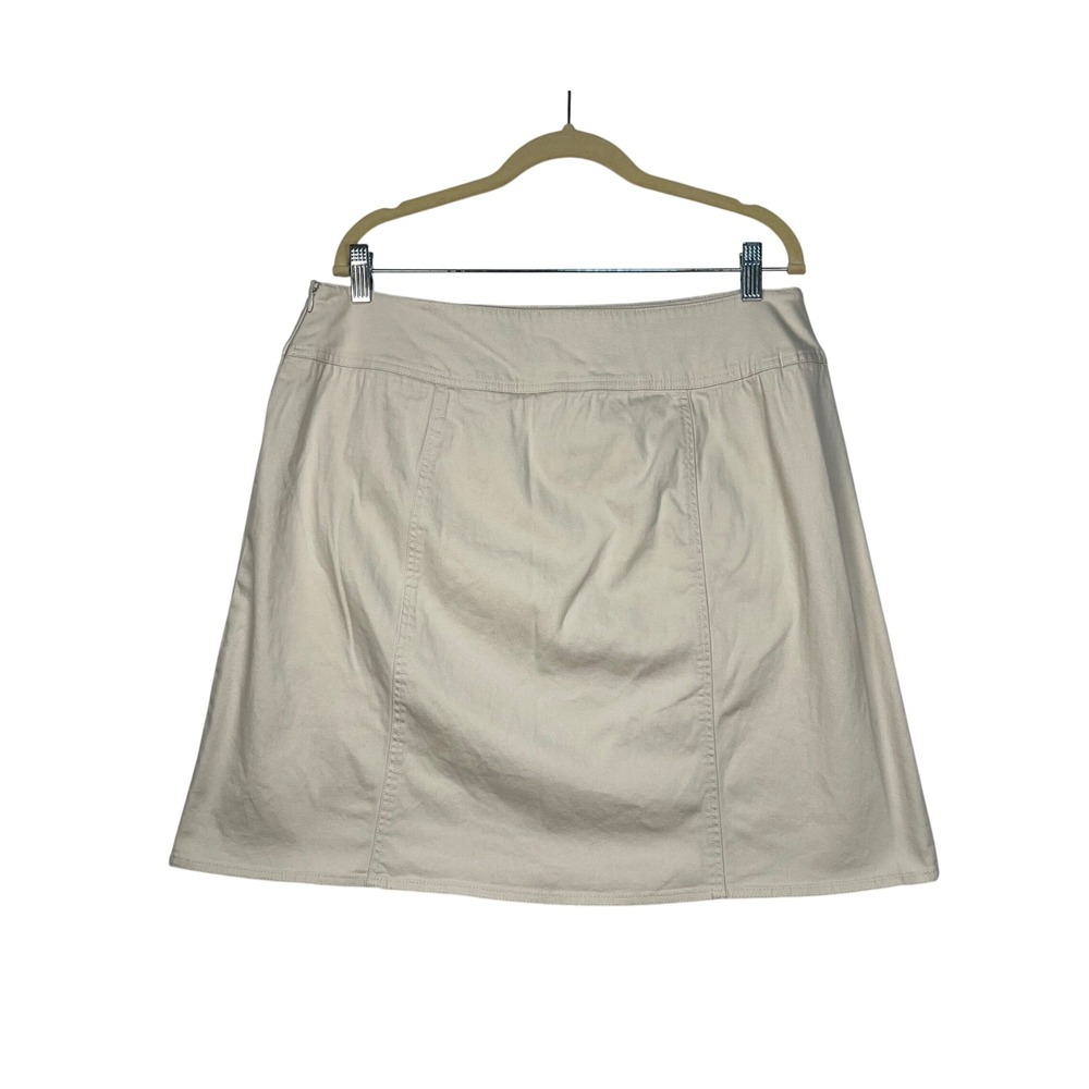 Chaus A-Line Skirt Womens 16 LT Stone Cotton Blend Side Zip Minimalist